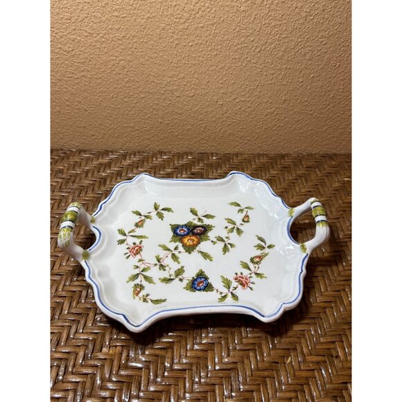 Vintage Nove Italian Ceramic Floral Tray With Handles - Picture 1 of 9
